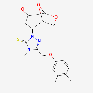 molecular formula C18H21N3O4S B4290392 2-{3-[(3,4-dimethylphenoxy)methyl]-4-methyl-5-thioxo-4,5-dihydro-1H-1,2,4-triazol-1-yl}-6,8-dioxabicyclo[3.2.1]octan-4-one 