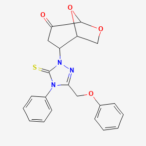 2-[3-(phenoxymethyl)-4-phenyl-5-thioxo-4,5-dihydro-1H-1,2,4-triazol-1-yl]-6,8-dioxabicyclo[3.2.1]octan-4-one