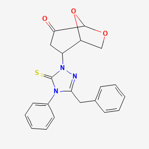 molecular formula C21H19N3O3S B4290403 2-(3-benzyl-4-phenyl-5-thioxo-4,5-dihydro-1H-1,2,4-triazol-1-yl)-6,8-dioxabicyclo[3.2.1]octan-4-one 