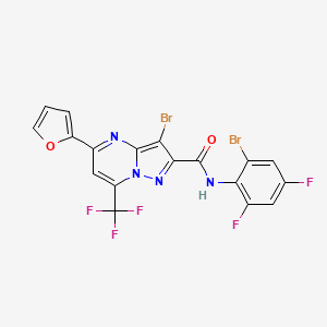 molecular formula C18H7Br2F5N4O2 B4290421 3-bromo-N-(2-bromo-4,6-difluorophenyl)-5-(2-furyl)-7-(trifluoromethyl)pyrazolo[1,5-a]pyrimidine-2-carboxamide 