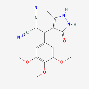 molecular formula C17H18N4O4 B4290424 [(3-hydroxy-5-methyl-1H-pyrazol-4-yl)(3,4,5-trimethoxyphenyl)methyl]malononitrile 