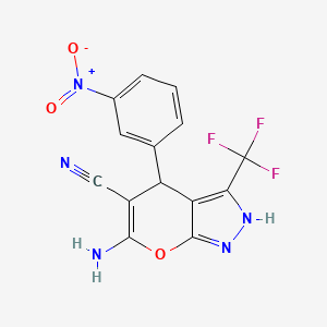6-amino-4-(3-nitrophenyl)-3-(trifluoromethyl)-1,4-dihydropyrano[2,3-c]pyrazole-5-carbonitrile