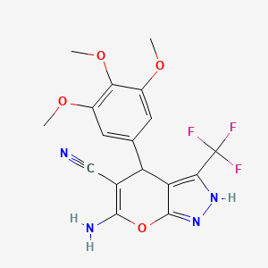 6-amino-3-(trifluoromethyl)-4-(3,4,5-trimethoxyphenyl)-1,4-dihydropyrano[2,3-c]pyrazole-5-carbonitrile