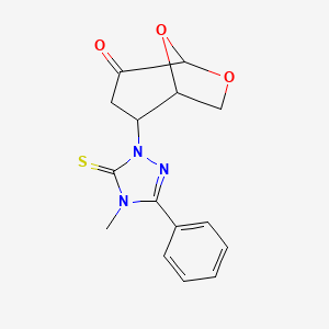 2-(4-methyl-3-phenyl-5-thioxo-4,5-dihydro-1H-1,2,4-triazol-1-yl)-6,8-dioxabicyclo[3.2.1]octan-4-one