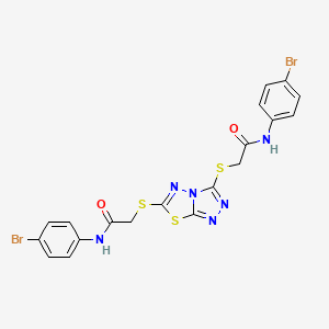 molecular formula C19H14Br2N6O2S3 B4290486 2,2'-[[1,2,4]triazolo[3,4-b][1,3,4]thiadiazole-3,6-diylbis(thio)]bis[N-(4-bromophenyl)acetamide] 