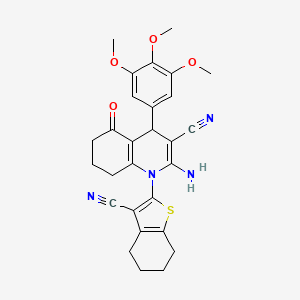 molecular formula C28H28N4O4S B4290495 2-amino-1-(3-cyano-4,5,6,7-tetrahydro-1-benzothien-2-yl)-5-oxo-4-(3,4,5-trimethoxyphenyl)-1,4,5,6,7,8-hexahydroquinoline-3-carbonitrile 