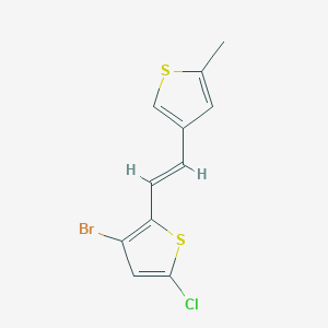 molecular formula C11H8BrClS2 B429050 3-Bromo-5-chloro-2-[2-(5-methylthien-3-yl)vinyl]thiophene 