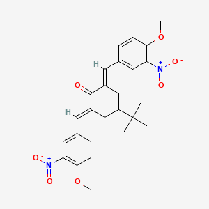 molecular formula C26H28N2O7 B4290508 4-tert-butyl-2,6-bis(4-methoxy-3-nitrobenzylidene)cyclohexanone 