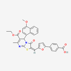 molecular formula C33H26N2O7S B4290509 4-(5-{[6-(ethoxycarbonyl)-5-(4-methoxy-1-naphthyl)-7-methyl-3-oxo-5H-[1,3]thiazolo[3,2-a]pyrimidin-2(3H)-ylidene]methyl}-2-furyl)benzoic acid 