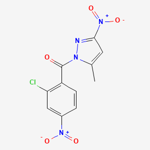 molecular formula C11H7ClN4O5 B4290546 1-(2-chloro-4-nitrobenzoyl)-5-methyl-3-nitro-1H-pyrazole 