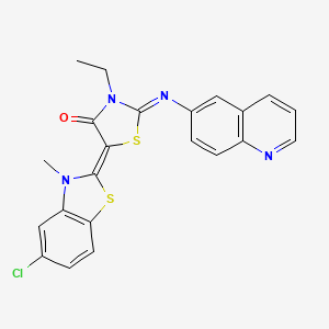 molecular formula C22H17ClN4OS2 B4290582 5-(5-chloro-3-methyl-1,3-benzothiazol-2(3H)-ylidene)-3-ethyl-2-(quinolin-6-ylimino)-1,3-thiazolidin-4-one 