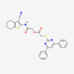 molecular formula C29H24N4O3S2 B4290588 2-[(3-cyano-4,5,6,7-tetrahydro-1-benzothien-2-yl)amino]-2-oxoethyl [(4,6-diphenylpyrimidin-2-yl)thio]acetate 