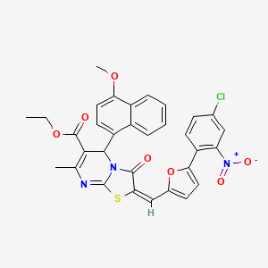 molecular formula C32H24ClN3O7S B4290594 ethyl 2-{[5-(4-chloro-2-nitrophenyl)-2-furyl]methylene}-5-(4-methoxy-1-naphthyl)-7-methyl-3-oxo-2,3-dihydro-5H-[1,3]thiazolo[3,2-a]pyrimidine-6-carboxylate 