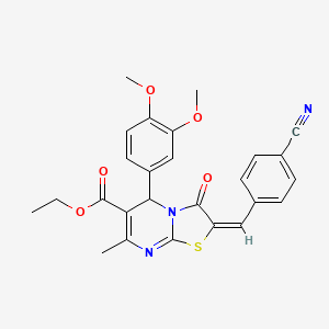 ethyl 2-(4-cyanobenzylidene)-5-(3,4-dimethoxyphenyl)-7-methyl-3-oxo-2,3-dihydro-5H-[1,3]thiazolo[3,2-a]pyrimidine-6-carboxylate