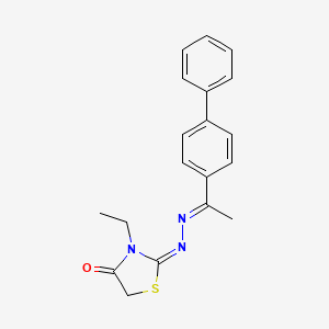 molecular formula C19H19N3OS B4290615 3-ethyl-1,3-thiazolidine-2,4-dione 2-[(1-biphenyl-4-ylethylidene)hydrazone] 