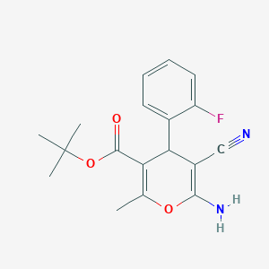 molecular formula C18H19FN2O3 B4290632 tert-butyl 6-amino-5-cyano-4-(2-fluorophenyl)-2-methyl-4H-pyran-3-carboxylate 