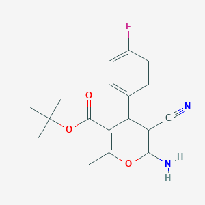molecular formula C18H19FN2O3 B4290646 tert-butyl 6-amino-5-cyano-4-(4-fluorophenyl)-2-methyl-4H-pyran-3-carboxylate 