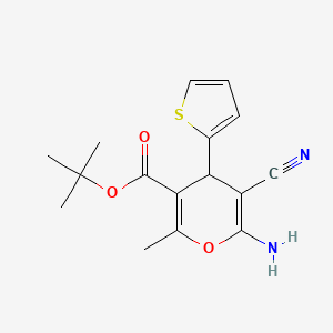 molecular formula C16H18N2O3S B4290652 tert-butyl 6-amino-5-cyano-2-methyl-4-(2-thienyl)-4H-pyran-3-carboxylate 