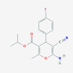 molecular formula C17H17FN2O3 B4290662 isopropyl 6-amino-5-cyano-4-(4-fluorophenyl)-2-methyl-4H-pyran-3-carboxylate 