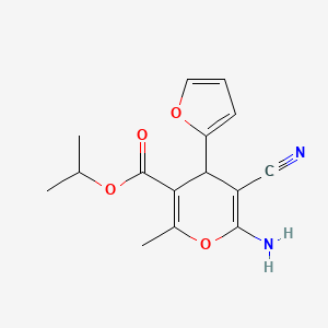 molecular formula C15H16N2O4 B4290666 isopropyl 6-amino-5-cyano-4-(2-furyl)-2-methyl-4H-pyran-3-carboxylate 