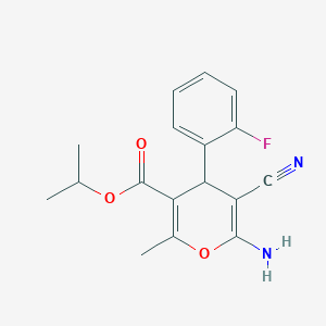 molecular formula C17H17FN2O3 B4290672 isopropyl 6-amino-5-cyano-4-(2-fluorophenyl)-2-methyl-4H-pyran-3-carboxylate 