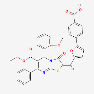 4-(5-{[6-(ethoxycarbonyl)-5-(2-methoxyphenyl)-3-oxo-7-phenyl-5H-[1,3]thiazolo[3,2-a]pyrimidin-2(3H)-ylidene]methyl}-2-furyl)benzoic acid
