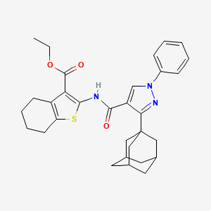 molecular formula C31H35N3O3S B4290684 ethyl 2-({[3-(1-adamantyl)-1-phenyl-1H-pyrazol-4-yl]carbonyl}amino)-4,5,6,7-tetrahydro-1-benzothiophene-3-carboxylate 