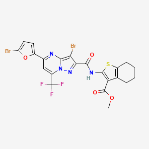 molecular formula C22H15Br2F3N4O4S B4290705 methyl 2-({[3-bromo-5-(5-bromo-2-furyl)-7-(trifluoromethyl)pyrazolo[1,5-a]pyrimidin-2-yl]carbonyl}amino)-4,5,6,7-tetrahydro-1-benzothiophene-3-carboxylate 