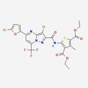 molecular formula C23H17Br2F3N4O6S B4290718 diethyl 5-({[3-bromo-5-(5-bromo-2-furyl)-7-(trifluoromethyl)pyrazolo[1,5-a]pyrimidin-2-yl]carbonyl}amino)-3-methylthiophene-2,4-dicarboxylate 