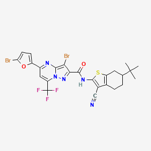 molecular formula C25H20Br2F3N5O2S B4290719 3-bromo-5-(5-bromo-2-furyl)-N-(6-tert-butyl-3-cyano-4,5,6,7-tetrahydro-1-benzothien-2-yl)-7-(trifluoromethyl)pyrazolo[1,5-a]pyrimidine-2-carboxamide 