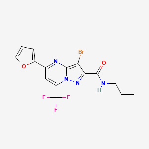 molecular formula C15H12BrF3N4O2 B4290776 3-bromo-5-(2-furyl)-N-propyl-7-(trifluoromethyl)pyrazolo[1,5-a]pyrimidine-2-carboxamide 