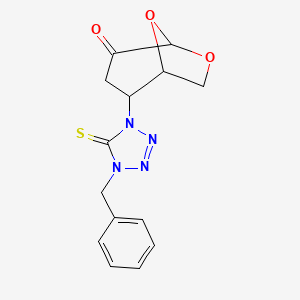 molecular formula C14H14N4O3S B4290829 2-(4-benzyl-5-thioxo-4,5-dihydro-1H-tetrazol-1-yl)-6,8-dioxabicyclo[3.2.1]octan-4-one 