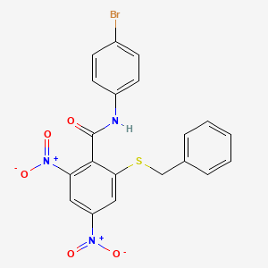 molecular formula C20H14BrN3O5S B4290866 2-(benzylthio)-N-(4-bromophenyl)-4,6-dinitrobenzamide 