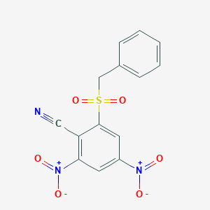 molecular formula C14H9N3O6S B4290893 2-(benzylsulfonyl)-4,6-dinitrobenzonitrile 