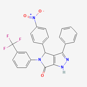 molecular formula C24H15F3N4O3 B4290919 4-(4-nitrophenyl)-3-phenyl-5-[3-(trifluoromethyl)phenyl]-4,5-dihydropyrrolo[3,4-c]pyrazol-6(1H)-one 