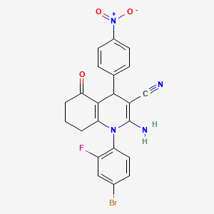 molecular formula C22H16BrFN4O3 B4290962 2-amino-1-(4-bromo-2-fluorophenyl)-4-(4-nitrophenyl)-5-oxo-1,4,5,6,7,8-hexahydroquinoline-3-carbonitrile 