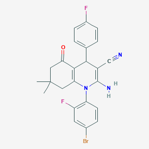 molecular formula C24H20BrF2N3O B4290969 2-amino-1-(4-bromo-2-fluorophenyl)-4-(4-fluorophenyl)-7,7-dimethyl-5-oxo-1,4,5,6,7,8-hexahydroquinoline-3-carbonitrile 