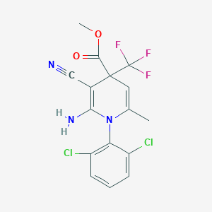 molecular formula C16H12Cl2F3N3O2 B4290974 methyl 2-amino-3-cyano-1-(2,6-dichlorophenyl)-6-methyl-4-(trifluoromethyl)-1,4-dihydropyridine-4-carboxylate 