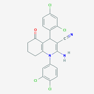 molecular formula C22H15Cl4N3O B4290995 2-amino-4-(2,4-dichlorophenyl)-1-(3,4-dichlorophenyl)-5-oxo-1,4,5,6,7,8-hexahydroquinoline-3-carbonitrile CAS No. 350699-84-2