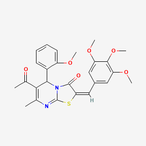molecular formula C26H26N2O6S B4291002 6-acetyl-5-(2-methoxyphenyl)-7-methyl-2-(3,4,5-trimethoxybenzylidene)-5H-[1,3]thiazolo[3,2-a]pyrimidin-3(2H)-one 