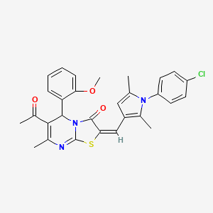 6-acetyl-2-{[1-(4-chlorophenyl)-2,5-dimethyl-1H-pyrrol-3-yl]methylene}-5-(2-methoxyphenyl)-7-methyl-5H-[1,3]thiazolo[3,2-a]pyrimidin-3(2H)-one
