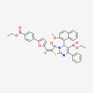 molecular formula C40H32N2O7S B4291054 ethyl 2-({5-[4-(ethoxycarbonyl)phenyl]-2-furyl}methylene)-5-(2-methoxy-1-naphthyl)-3-oxo-7-phenyl-2,3-dihydro-5H-[1,3]thiazolo[3,2-a]pyrimidine-6-carboxylate 