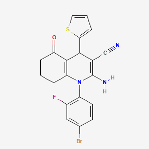 molecular formula C20H15BrFN3OS B4291063 2-amino-1-(4-bromo-2-fluorophenyl)-5-oxo-4-(2-thienyl)-1,4,5,6,7,8-hexahydroquinoline-3-carbonitrile 