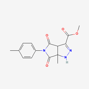 molecular formula C15H15N3O4 B4291071 methyl 6a-methyl-5-(4-methylphenyl)-4,6-dioxo-1,3a,4,5,6,6a-hexahydropyrrolo[3,4-c]pyrazole-3-carboxylate 