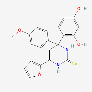 4-(2,4-dihydroxyphenyl)-6-(2-furyl)-4-(4-methoxyphenyl)tetrahydropyrimidine-2(1H)-thione