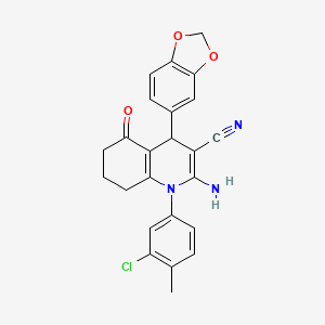 molecular formula C24H20ClN3O3 B4291109 2-amino-4-(1,3-benzodioxol-5-yl)-1-(3-chloro-4-methylphenyl)-5-oxo-1,4,5,6,7,8-hexahydroquinoline-3-carbonitrile 