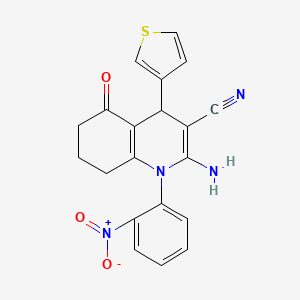 molecular formula C20H16N4O3S B4291115 2-amino-1-(2-nitrophenyl)-5-oxo-4-(3-thienyl)-1,4,5,6,7,8-hexahydroquinoline-3-carbonitrile 