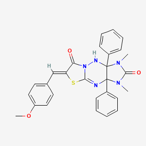 6-(4-methoxybenzylidene)-1,3-dimethyl-3a,9a-diphenyl-3,3a,9,9a-tetrahydroimidazo[4,5-e][1,3]thiazolo[3,2-b][1,2,4]triazine-2,7(1H,6H)-dione