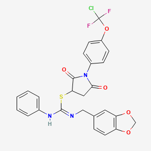molecular formula C26H20ClF2N3O5S B4291204 1-{4-[chloro(difluoro)methoxy]phenyl}-2,5-dioxopyrrolidin-3-yl N-(1,3-benzodioxol-5-ylmethyl)-N'-phenylimidothiocarbamate 