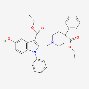 molecular formula C32H34N2O5 B4291205 ethyl 2-{[4-(ethoxycarbonyl)-4-phenylpiperidin-1-yl]methyl}-5-hydroxy-1-phenyl-1H-indole-3-carboxylate 